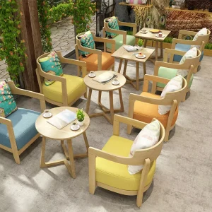 Dessert Shop Milk Tea Shop Tables Chairs Fresh Solid Wood Modern Nordic Style Commercial Restaurant Set for Company Casual