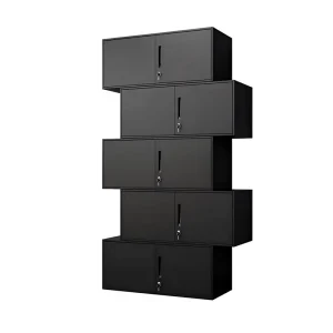 Detachable Black 5-Section Steel Filing Cabinet, Lockable, Independent or Stackable, for Files, Documents & Vouchers