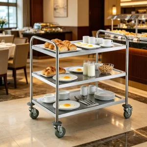 Detachable Buffet Catering Service Breakfast Trolley Hotel 3 Tiers Kitchen Dining Service Food Cart