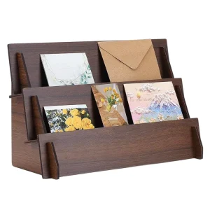 Detachable Multi layer Wooden Magazine File Holder Slanted Desk Literature Organizer Postcard Greeting Card Display Rack