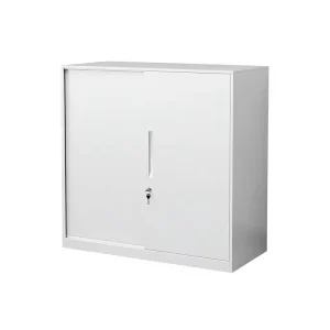 Detachable White Steel 3-Tier Low Cabinet with Sliding Door & Lock, Filing Storage Cabinet for Files, Documents & Vouchers