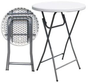 Dia 32 Inch Hotel Commercial Party Drinks White Plastic High Top Foldable Island Bar Table