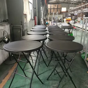 Dia 80cm Black Color Round Plastic High Top Modern Cocktail Bar Table for Hospital Hotel Use