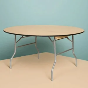 Dia153cm 60inch Dining Banquet Events Party Restaurant Foldable Wedding Vinyl Edging Wooden 5ft Round Plywood Table