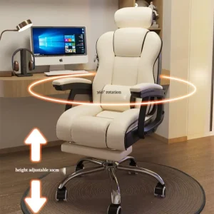 Different Functions Comfortable PU Leather Rotating Lumbar Support Computer Office Chair With Footrest