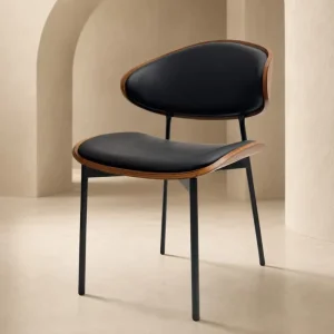Dining Chairs Modern Luxury Style Black White Xipi Leather Faux Wood Back for Hotel Cafe Restaurant OEM ODM Bulk