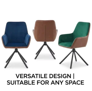 Dining Furniture 360 Swivel Dining Chairs Ergonomic Room Chair Fabric Armchair with Upholstered Metal Legs