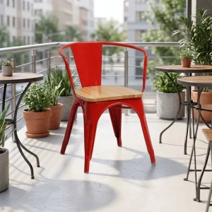 Dining Furniture Industrial Metal Dining Chair with Armrest Modern Fashion Durable Apartment Leisure Chair