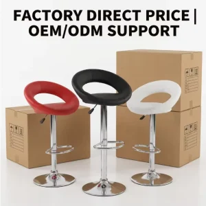 Dining Furniture Kitchen Steel Bar Stool Chair Colorful Metal Legs with Footrest Swivel Restaurant PU Bar Stools