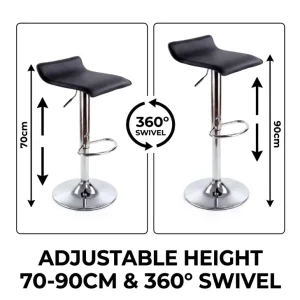 Dining Furniture Leather Metal Bar Chairs Modern Black Height Adjustable Tall Stools Taburetes De bar Giratorio Bar Chairs