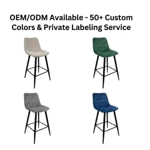 Dining Furniture Light Luxury Bar Chair Factory Direct Sale Europe Trend High Legs Leisure Kitchen Hotel Velvet Bar Stool