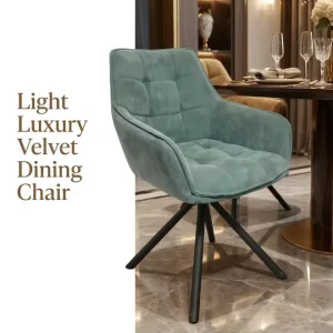 Dining Furniture Light Luxury Velvet Accent Chair with Metal Legs for Living Room & Bedroom