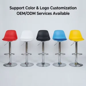 Dining Furniture Modern Fashion Bar Stools Colorful Plastic Seat Adjustable Height Kitchen Swivel Counter High Bar Stool Chair