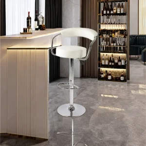 Dining Furniture Modern Luxury Swivel Chair Ergonomic Design Adjustable Height Metal Base Kitchen Island PU Leather Bar Chair