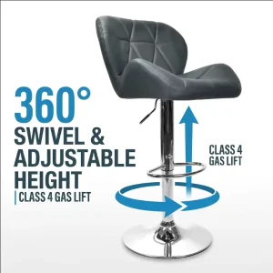 Dining Furniture Modern Nordic Bar Stools Commercial Used Kitchen Metal Base with Footrest PU Leather Swivel Bar Chairs