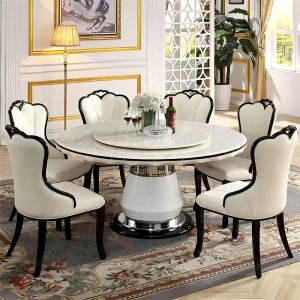 Dining Room Furniture Modern Dining Table Set Marble Round Dining Table Restaurant Dinning Table Set 6 Chair for Sale