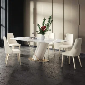 Dining Table Chairs Durable Indoor Outdoor Hotel Coffee Restaurant 6 Seat Sintered Stone Extendable Assembled Furniture Sets