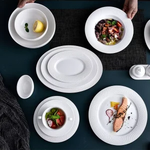 Dinner Set Luxury Hotel Ceramic Plate Set Wedding Banquet Ceramic Tableware Round Dinner Plates Dinnerware Sets for 6 People