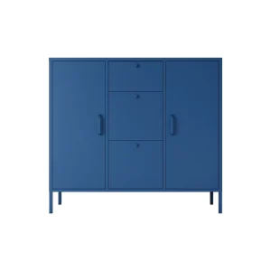 Direct Factory Sale Modern Blue Metal Sideboard with 3 Drawers for Bedroom and Living Room Storage Hotel Furniture