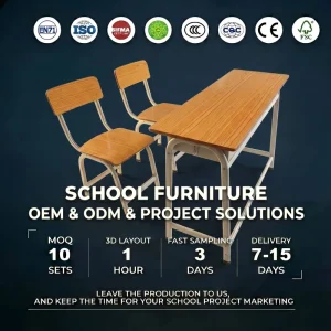 Direct Manufacturer Customizable Double Desk Set Industrial BIFMA Certified Durable College Classroom Furniture Training Room
