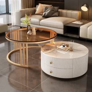 Direct Sales Modern Elegance Rounded Corner Design Built in Hidden Storage Space Durable Coffee Table Home Furniture Living Room