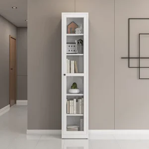 Display Shelf Curio Cabinet for Collectibles Bookcase Bookshelf Tempered Glass Bookshelves Slim Shelving for Bedroom Home Office