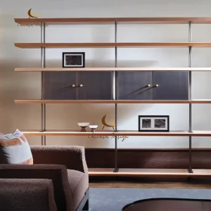 Display Shelf Customizable Color Modern Trendy Solid Wood Shelves Gold Color Support Living Room Cabinet Book Case Magazine Rack
