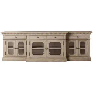 Distressed White Solid Wood TV Stand Media Console Modern Storage Credenza Glass Doors Drawers Living Room China