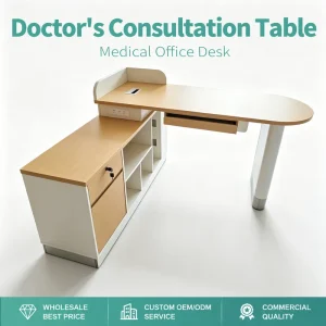 Doctor’s Consultation Table Workbench Hospital Computer Table Single Storage Desk Wooden Design