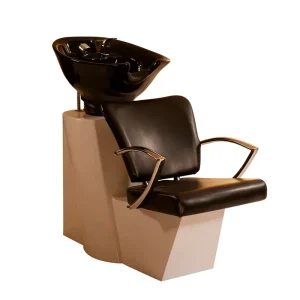 Dongkai European Style Luxury Shampoo Chair with Ceramic Basin Flushable Rotatable Armrests Salon Furniture