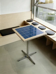 Dopamine-style Modern Stone Colorful Ceramic-tile Coffee Table Trendy Square for Milk Tea Shops Cafs Dessert Bars Commercial
