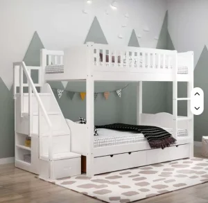 Dormitory Bed for Kids with Slide and Stairs