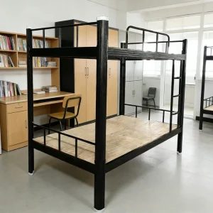 Dormitory Bunk Bed for Students College Twin White Black Stainless Steel Silent Design Adjustable Bedroom School Construction