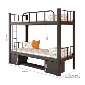 Dormitory Bunk Bed with Cabinet Durable Steel Dormitory Metal Bed Frame Platform Bed Frame