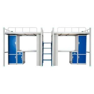 Dormitory College Bunk Bed with Desk University College Metal Steel High Quality School Student Modern