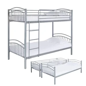 Dormitory Iron Double Decker Bed Metal dunk Bed Over Twin Size Steel Loft Bed for Apartment Hotel School