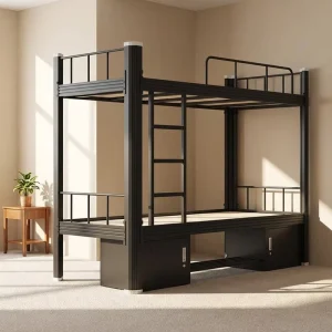 Dormitory Iron Steel Metal 2 Person Twin Full Black Adjustable Eco Friendly Bunk Beds for School Bedroom Apartment