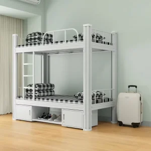 Dormitory Twin Bunk Bed Queen Size Oem Custom Loft Bed Hostel Adult Metal Bunk Beds With Stairs