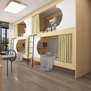 Dormitory space capsule bunk bed Steel wood combination e sports hotel double bed bedroom