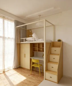 Double Decker Space Capsule Bunk Bed for Hotels with Curtains