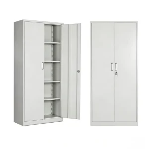 Double Door 5 Tier Office Storage Filing Cabinet with Adjustable Shelves Metal Cold Rolled Steel Unit Suitable for Office