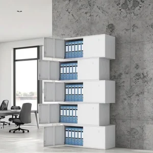 Double Door Office Storage Steel Filing Cabinet White Adjustable Lockable Modern Design for School Hospital Use