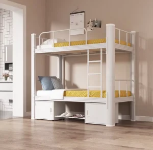 Double Full Size Metal Bunk Bed Frame Storage Saving Space in Hotel and School