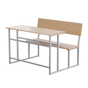 Double Integrated School Desk Chair Connected Student Bench Metal Frame Furniture for Africa Primary Secondary Classroom