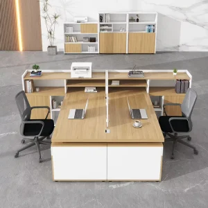 Double L Shaped Desk Simple and Modern Design Two Person Workstation with Drawers Detachable Office Desk and Chair Set