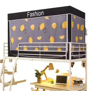 Double Layer Dormitory Mosquito Net Bed Canopy with Curtains Bar Mesh and Cloth Fabric for Fans up and Down