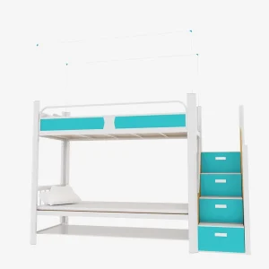 Double Layer Metal Dormitory Bed for College Students Fall Proof Raised Guardrail Bunk Bed