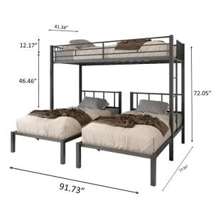 Double Layer Triple Metal Extendable Adjustable Space Saving Steel Pipe Bed for College Students