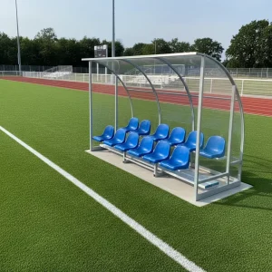 Double Row Customizable Heavy Duty Weather Resistant Football Player Bench UV resistant PC Panels Freestanding Soccer Sports