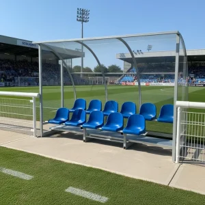 Double Row Soccer Dugout Outdoor Sports Player Bench Mobile Reserved Team Shelter Custom 2 24 Seats Football Team Bench PY 2R